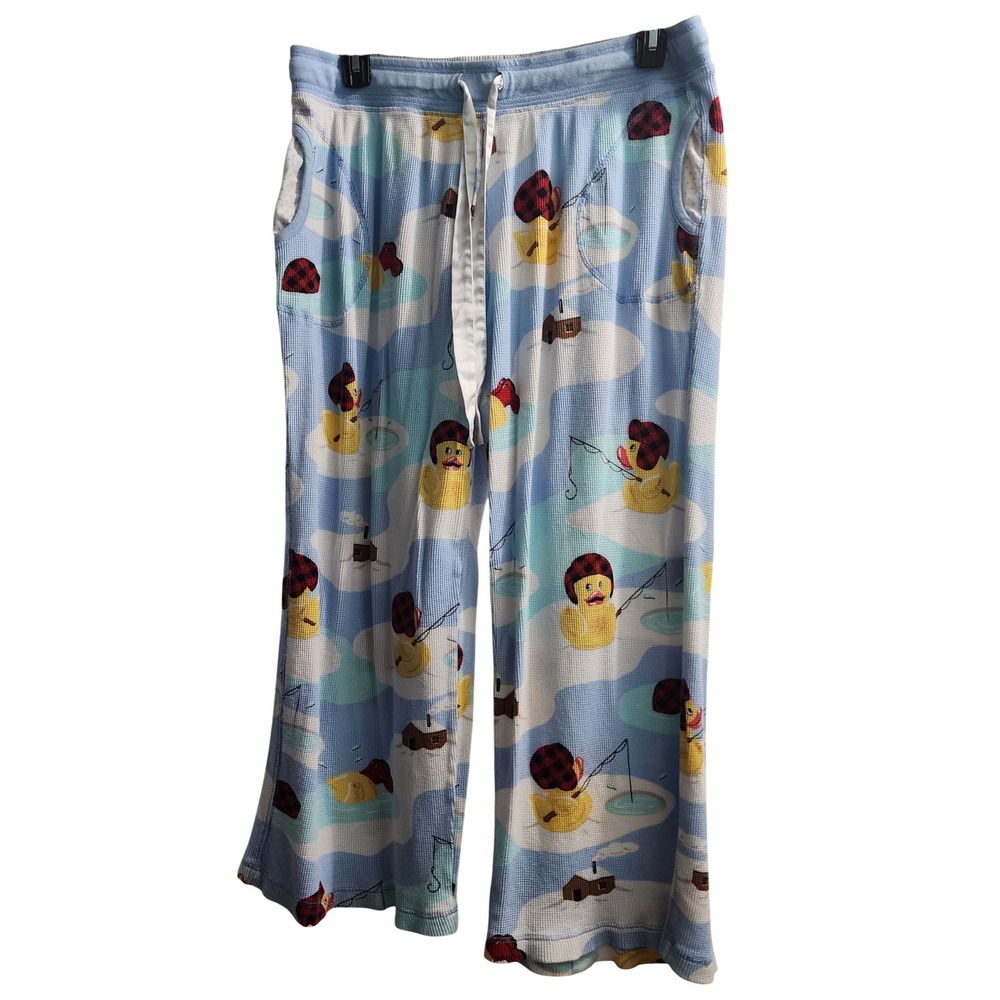 Nick‎ & Nora Sleepwear Pajama Pants XXL Fishing Ducks Flannel Cotton Blue Cozy